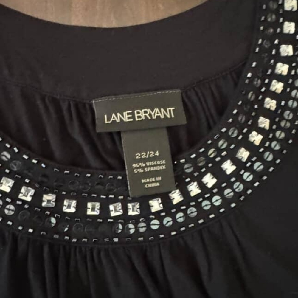 Lane Bryant Black Blouse with Silver Detailing 22/24